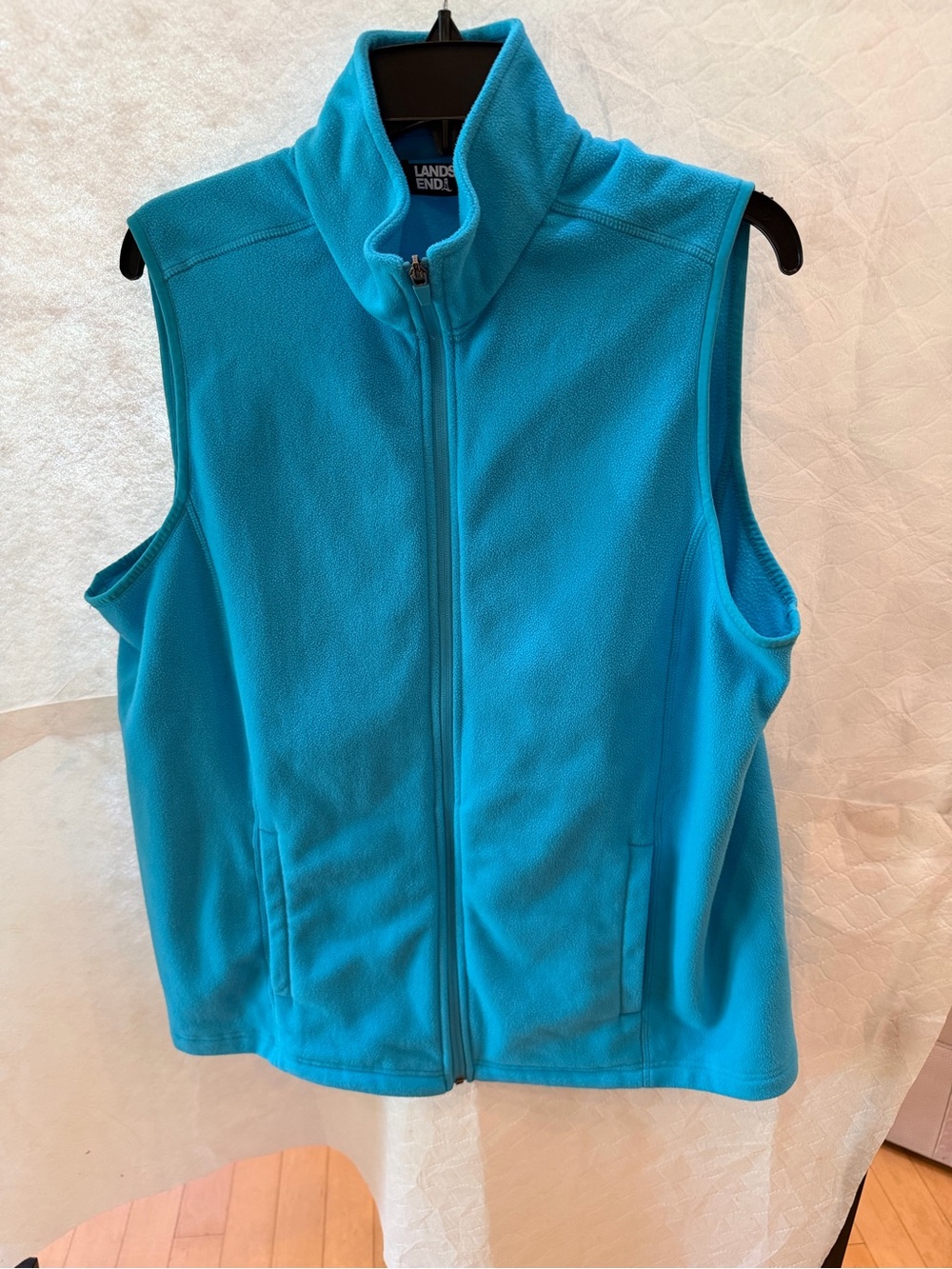 Lands' End Bright Turquoise Zip Fleece Vest
